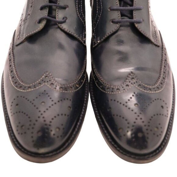 Navyboot Italy Navy Blue Leather Wingtip Chukka Boots Men 7 Dress Shoes Ankle 40 - Picture 10 of 12
